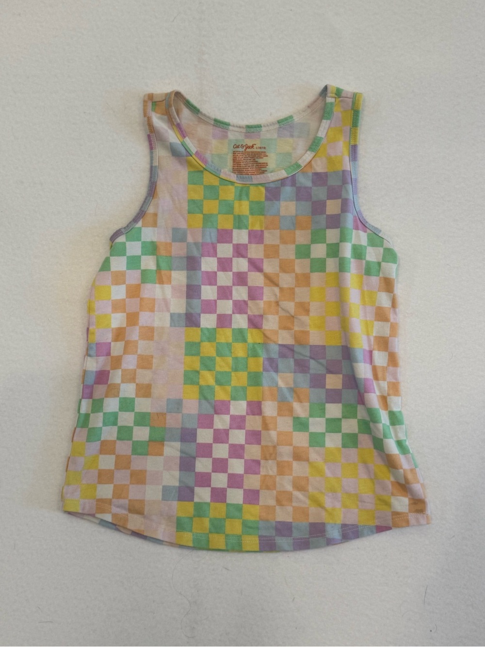 Cat & Jack Pastel Checkerboard Tank in Mint, Lilac, Peach, Yellow